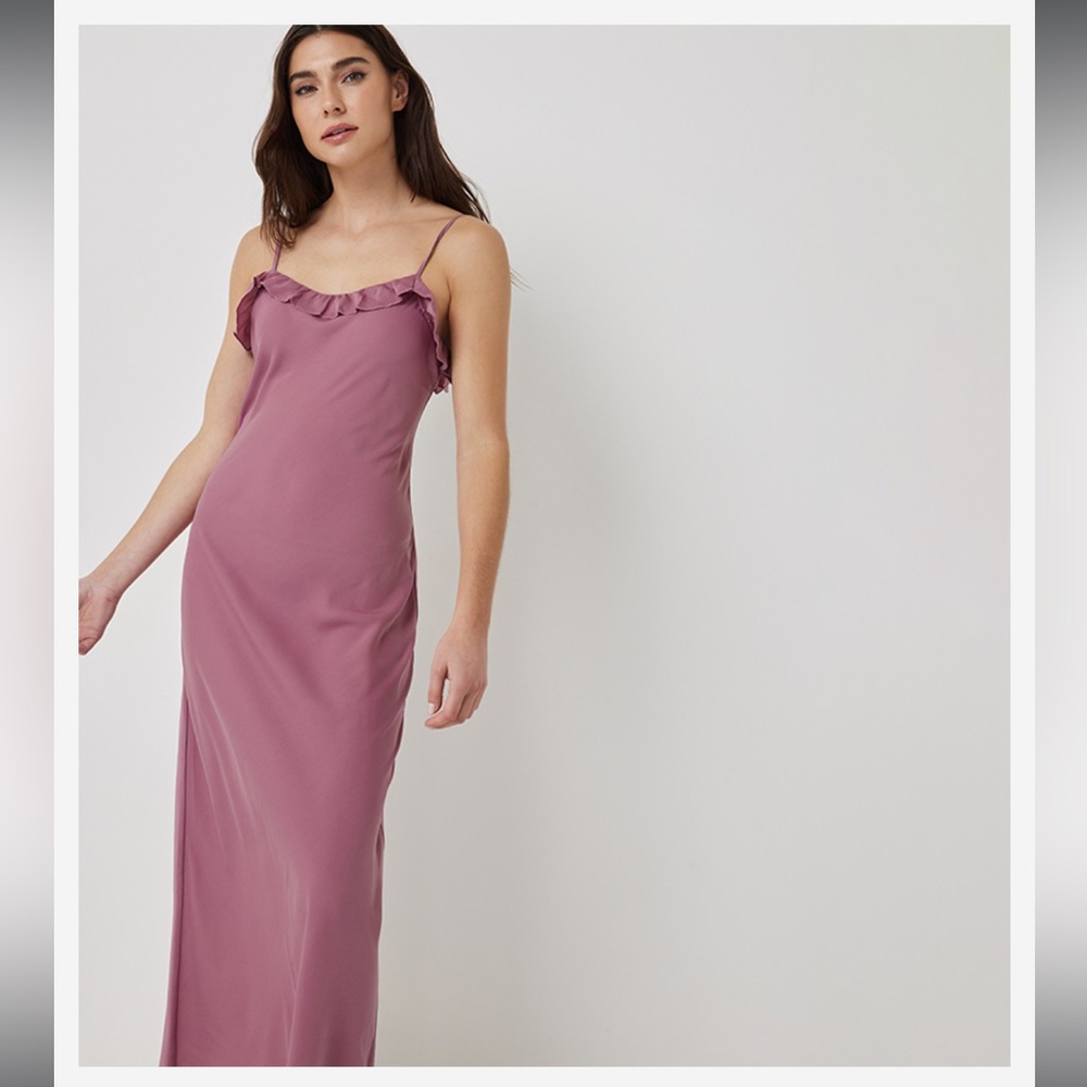 NWT Mauve Pink Ruffle Maxi Dress